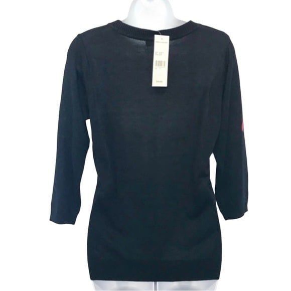 Rebecca Malone Black Red Floral Sweater Sz.S NWT Rhinstones - Picture 5 of 12